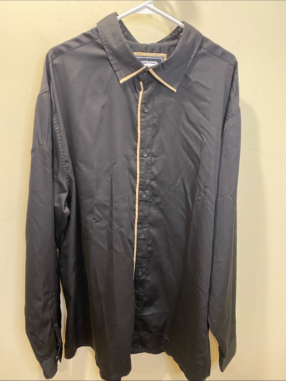 Benjamin Black Men's Black Button-Up Shirt with Contrast Trim Plus Sz 3XL